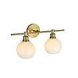 Living District Collier 2-Light Metal Wall Sconce in Brass and Frosted White