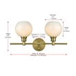 Living District Collier 2-Light Metal Wall Sconce in Brass and Frosted White