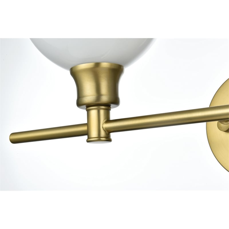 Living District Collier 2-Light Metal Wall Sconce in Brass and Frosted White