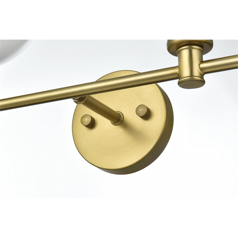 Living District Collier 2-Light Metal Wall Sconce in Brass and Frosted White
