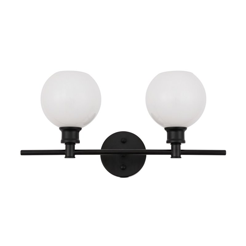 Living District Collier 2-Light Metal Wall Sconce in Black and Frosted White