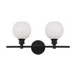 Living District Collier 2-Light Metal Wall Sconce in Black and Frosted White