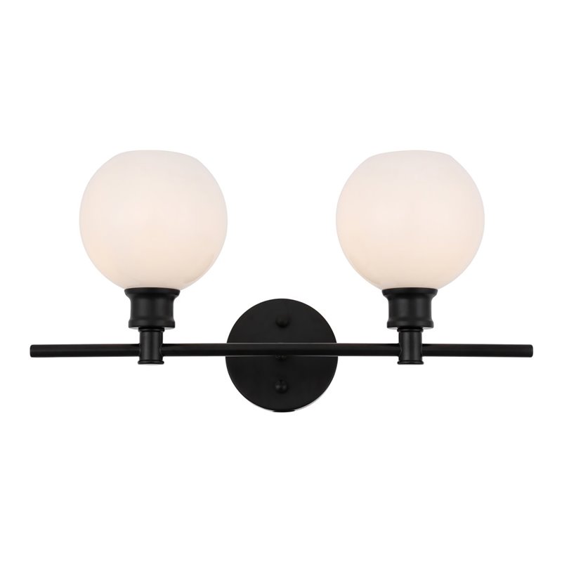 Living District Collier 2-Light Metal Wall Sconce in Black and Frosted White