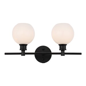 Living District Collier 2-Light Metal Wall Sconce in Black and Frosted White