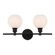 Living District Collier 2-Light Metal Wall Sconce in Black and Frosted White