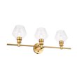 Living District Gene 3-Light Mid-Century Metal Wall Sconce in Brass and Clear