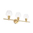 Living District Gene 3-Light Mid-Century Metal Wall Sconce in Brass and Clear