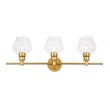 Living District Gene 3-Light Mid-Century Metal Wall Sconce in Brass and Clear