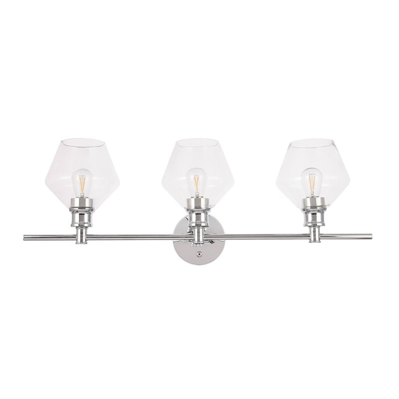 Living District Gene 3-Light Metal Wall Sconce in Chrome and Clear Glass