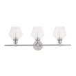 Living District Gene 3-Light Metal Wall Sconce in Chrome and Clear Glass