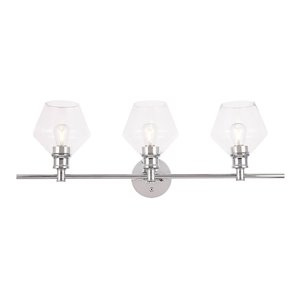 Living District Gene 3-Light Metal Wall Sconce in Chrome and Clear Glass