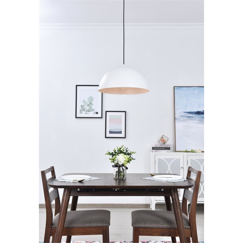 Living District Forte 1-Light Mid-Century Metal Pendant - White Finish