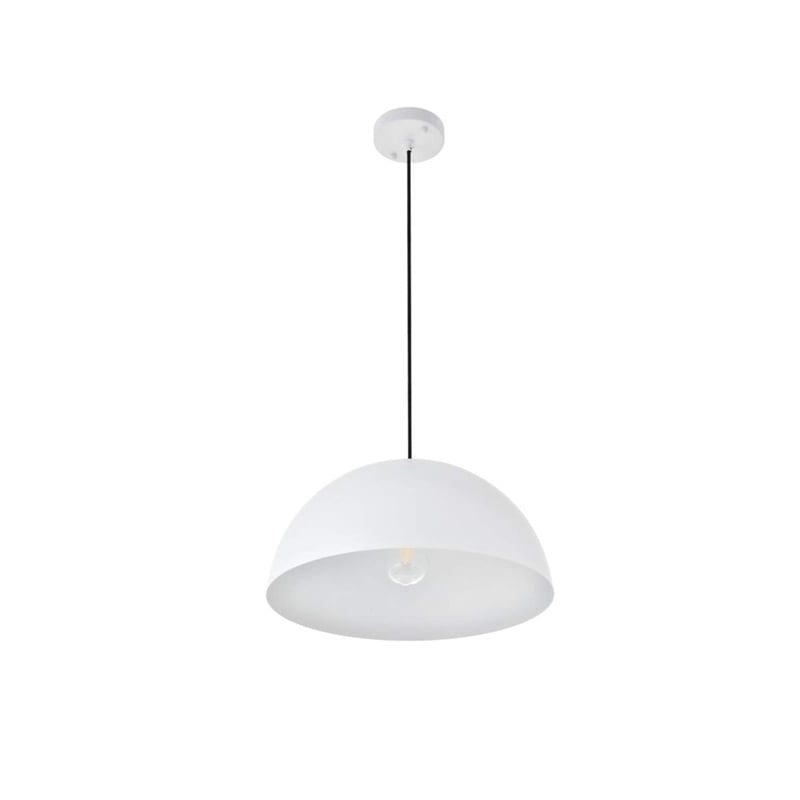 Living District Forte 1-Light Mid-Century Metal Pendant - White Finish
