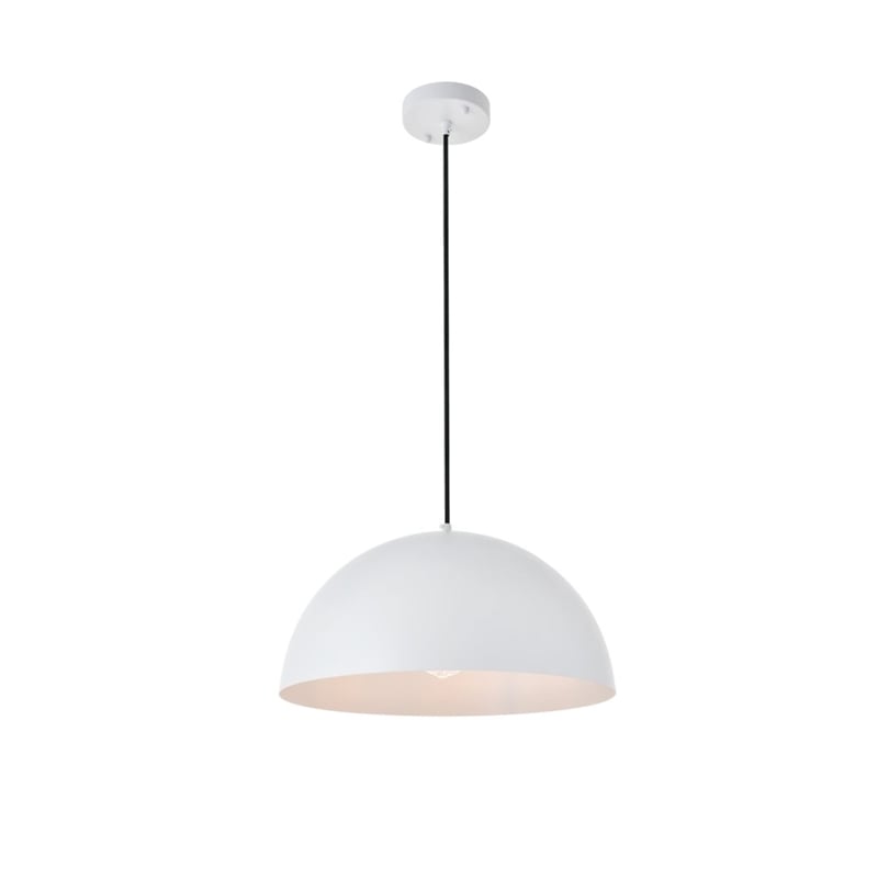 Living District Forte 1-Light Mid-Century Metal Pendant - White Finish