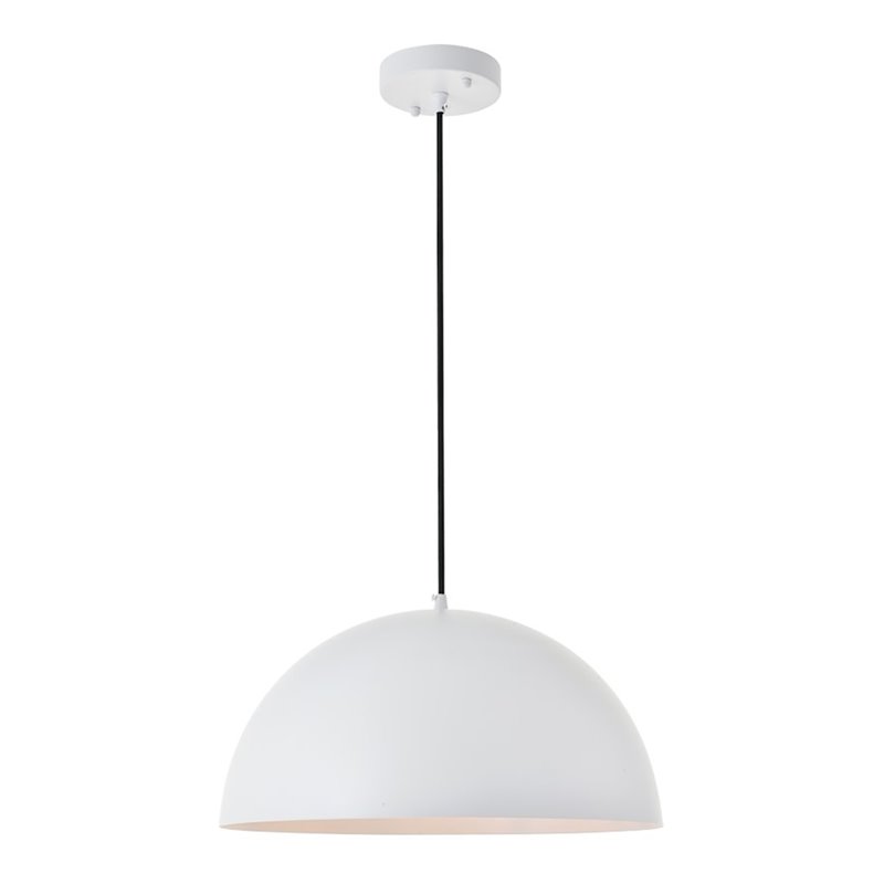 Living District Forte 1-Light Mid-Century Metal Pendant - White Finish