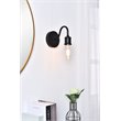 Living District Serif 1-Light Mid-Century Metal Wall Sconce in Black