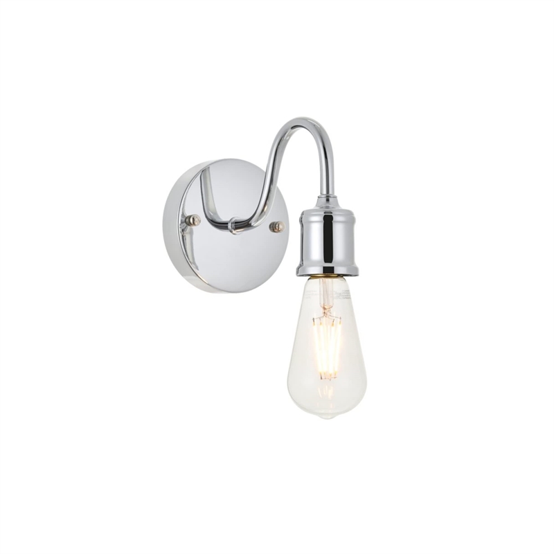 Living District Serif 1-Light Mid-Century Metal Wall Sconce in Chrome