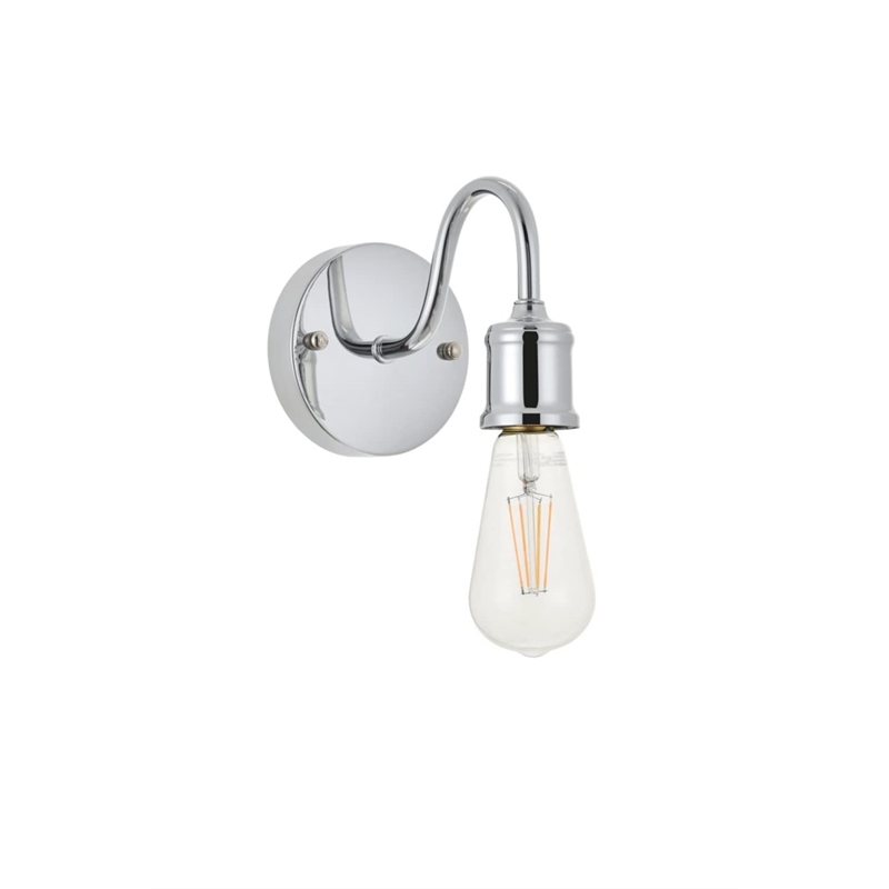 Living District Serif 1-Light Mid-Century Metal Wall Sconce in Chrome
