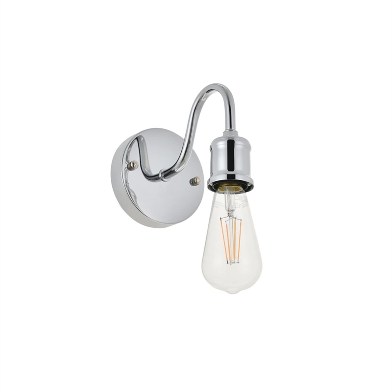 Living District Serif 1-Light Mid-Century Metal Wall Sconce in Chrome