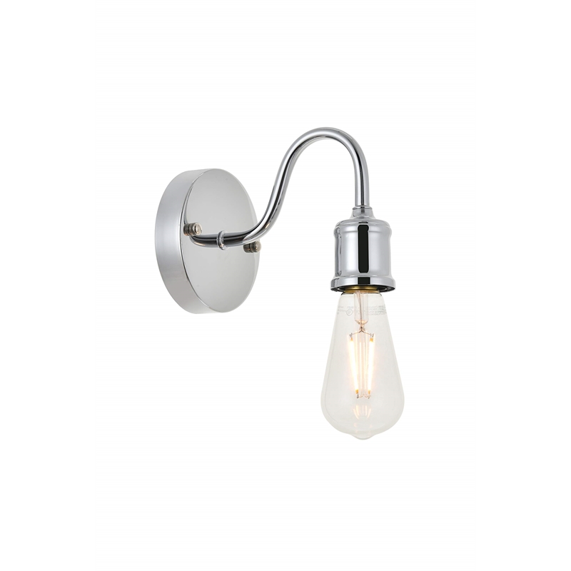 Living District Serif 1-Light Mid-Century Metal Wall Sconce in Chrome
