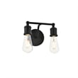 Living District Serif 2-Light Mid-Century Metal Wall Sconce in Black