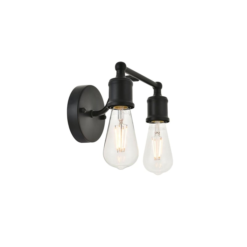 Living District Serif 2-Light Mid-Century Metal Wall Sconce in Black