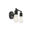 Living District Serif 2-Light Mid-Century Metal Wall Sconce in Black