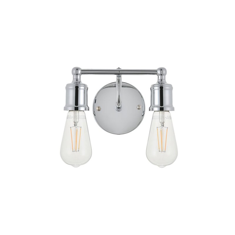 Living District Serif 2-Light Mid-Century Metal Wall Sconce in Chrome