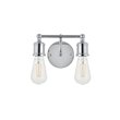 Living District Serif 2-Light Mid-Century Metal Wall Sconce in Chrome