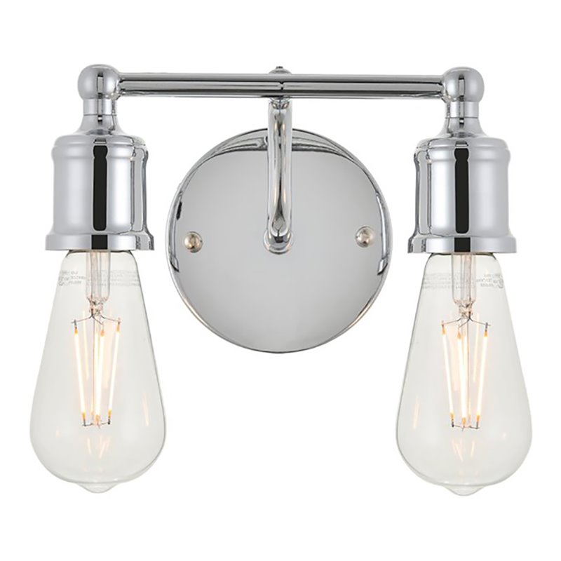 Living District Serif 2-Light Mid-Century Metal Wall Sconce in Chrome
