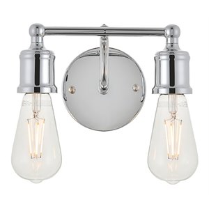 Living District Serif 2-Light Mid-Century Metal Wall Sconce in Chrome