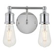 Living District Serif 2-Light Mid-Century Metal Wall Sconce in Chrome