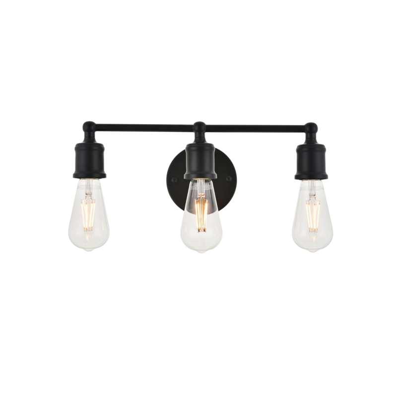 Living District Serif 3-Light Mid-Century Metal Wall Sconce in Black
