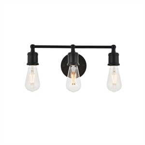 Living District Serif 3-Light Mid-Century Metal Wall Sconce in Black