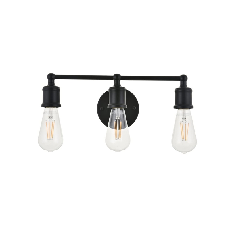 Living District Serif 3-Light Mid-Century Metal Wall Sconce in Black