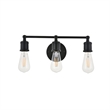 Living District Serif 3-Light Mid-Century Metal Wall Sconce in Black