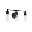 Living District Serif 3-Light Mid-Century Metal Wall Sconce in Black