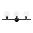 Living District Gene 3-Light Metal Wall Sconce in Black and Clear Glass