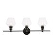 Living District Gene 3-Light Metal Wall Sconce in Black and Clear Glass