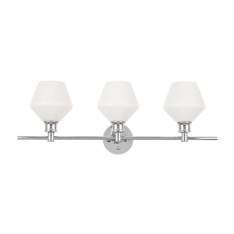 Living District Gene 3-Light Metal Wall Sconce in Chrome and Frosted White Glass