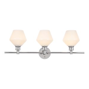 Living District Gene 3-Light Metal Wall Sconce in Chrome and Frosted White Glass