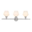 Living District Gene 3-Light Metal Wall Sconce in Chrome and Frosted White Glass