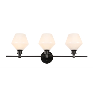 Living District Gene 3-Light Metal Wall Sconce in Black and Frosted White Glass