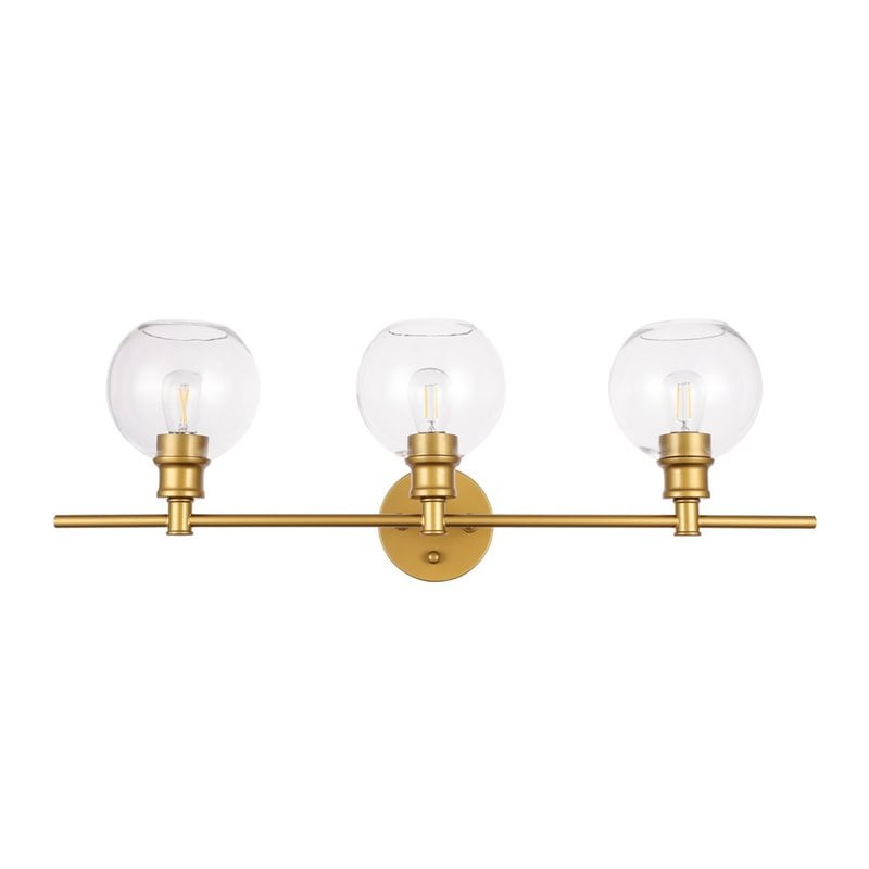Living District Collier 3-Light Metal Wall Sconce in Brass and Clear Glass