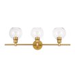 Living District Collier 3-Light Metal Wall Sconce in Brass and Clear Glass