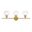 Living District Collier 3-Light Metal Wall Sconce in Brass and Clear Glass