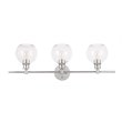 Living District Collier 3-Light Mid-Century Metal Wall Sconce in Chrome/Clear
