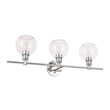 Living District Collier 3-Light Mid-Century Metal Wall Sconce in Chrome/Clear