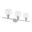Living District Collier 3-Light Mid-Century Metal Wall Sconce in Chrome/Clear