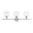 Living District Collier 3-Light Mid-Century Metal Wall Sconce in Chrome/Clear